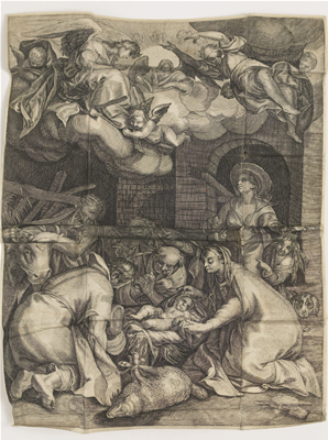 Tegning af Kristi fødsel