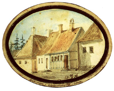 barndomshjemmet i Hanck-tegning